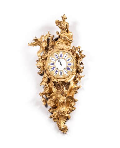View full screen - View 1 of Lot 27. A monumental gilt-bronze cartel clock, Louis XV style , 19th century, “The Chinese Astronomer” model attributed to Jean-Joseph de Saint Germain | Cartel monumental en bronze doré de style Louis XV, XIXe siècle, le modèle "Le Chinois Astronome" attribué à Jean-Joseph de saint Germain.