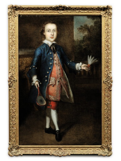 View full screen - View 1 of Lot 422. Portrait of a young boy playing badminton.
