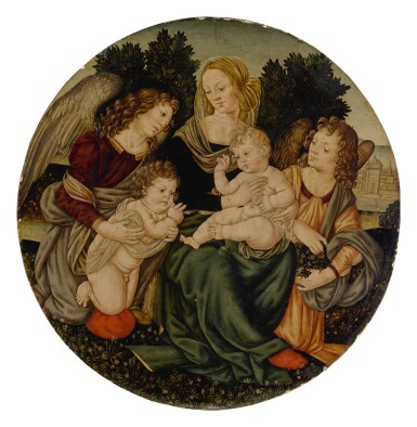 View full screen - View 1 of Lot 572. Madonna and Child with the infant Saint John the Baptist and two angels.