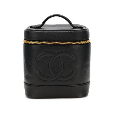 View full screen - View 1 of Lot 161. Black Caviar Timeless CC Tall Vanity Case Gold Hardware, 1996-1997.