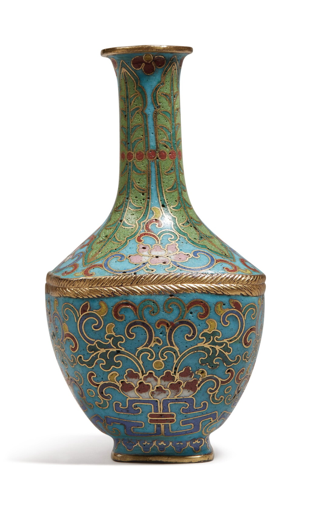 View full screen - View 1 of Lot 678. A small cloisonné enamel 'lotus' vase, Qing dynasty, Qianlong period.