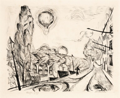 View full screen - View 1 of Lot 79. Landschaft mit ballon, from Gesichter .