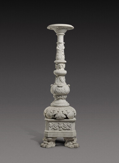 View full screen - View 1 of Lot 172. An Italian carved white marble candelabrum, Rome, early 19th century.