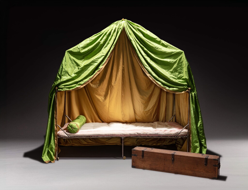 View full screen - View 1 of Lot 50. A French Empire wrought iron "petit modèle" folding campaign bed by Marie-Jean Desouches.