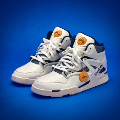 View full screen - View 1 of Lot 39. Stephen Curry 2025-2026 Tunnel Worn Reebok Pump Omni Zone II 'Chalk'.