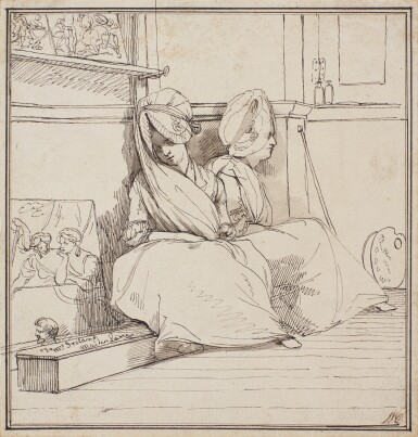 View full screen - View 1 of Lot 4. Two ladies sitting in the corner of a studio.