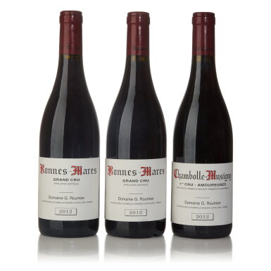 View full screen - View 1 of Lot 32. Bonnes Mares and Chambolle Musigny, Les Amoureuses 2012 from Domaine Georges Roumier (3 BT).