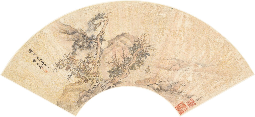 View full screen - View 1 of Lot 3090. Fang Yizhi (1611-1671) 方以智 1611-1671 | Landscape 山水扇 .