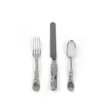 American Silver Chrysanthemum Pattern Flatware Service, Tiffany & Co., New York, 20th Century