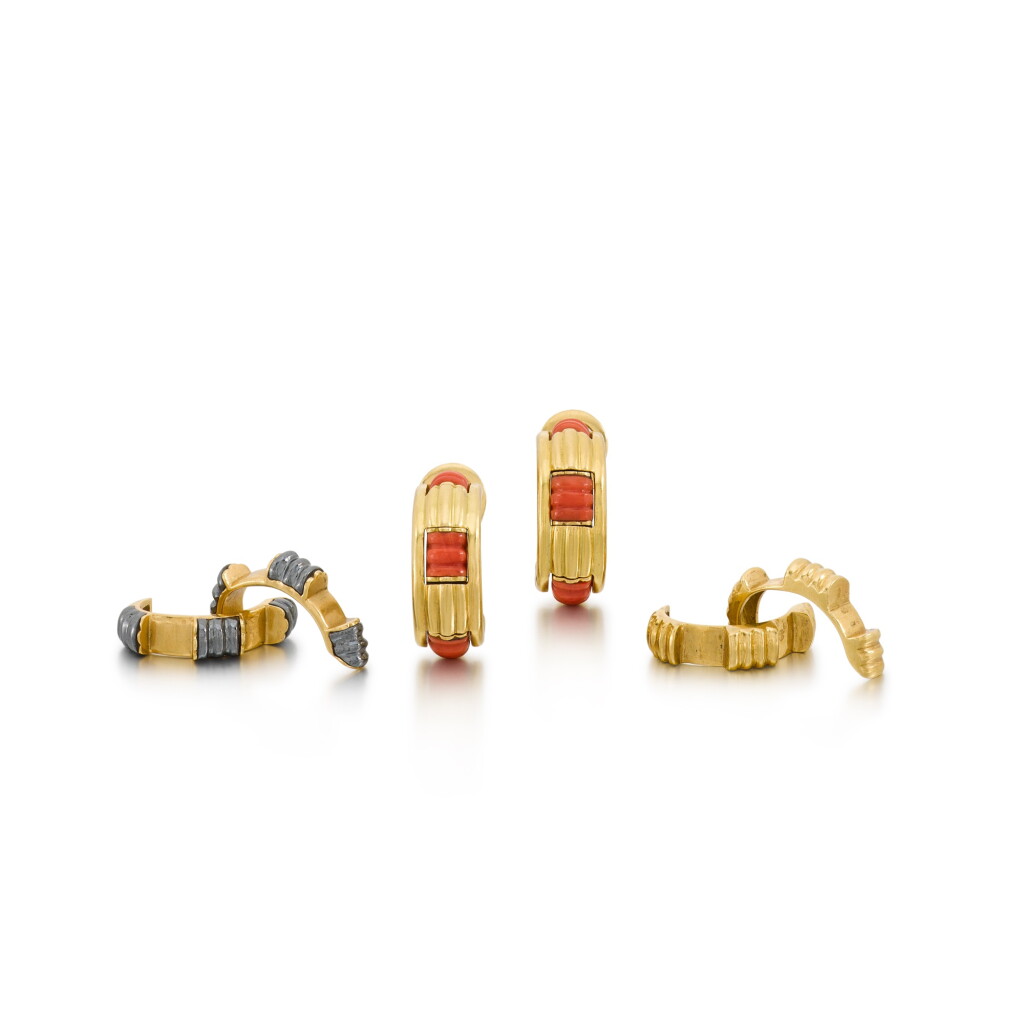 View full screen - View 1 of Lot 91. Pair of Interchangeable Earrings, 'Pluriel' .