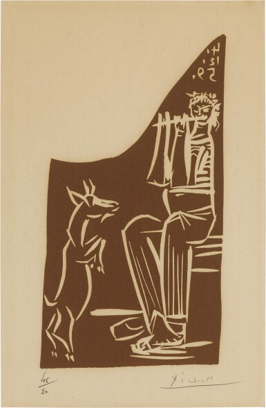 View full screen - View 1 of Lot 71. PABLO PICASSO | FLÛTISTE ET CHÈVRE SAVANTE (B. 949; BA. 1267).