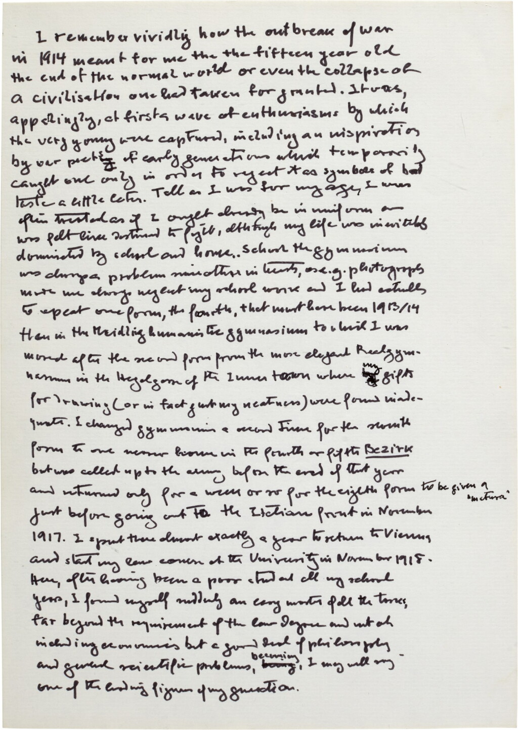 View full screen - View 1 of Lot 232. F.A. Hayek | Autograph manuscript personal and family memoir, 1988-89.
