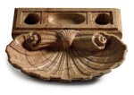A red veined yellow marble inkstand, possibly Maltese and by J. Darmanin & Sons, mid-19th century