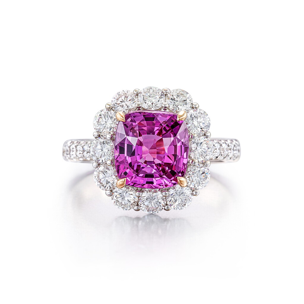 View full screen - View 1 of Lot 2845. Pink Sapphire and Diamond Ring | 3.14克拉 天然未經加熱 粉紅剛玉 配 鑽石戒指.