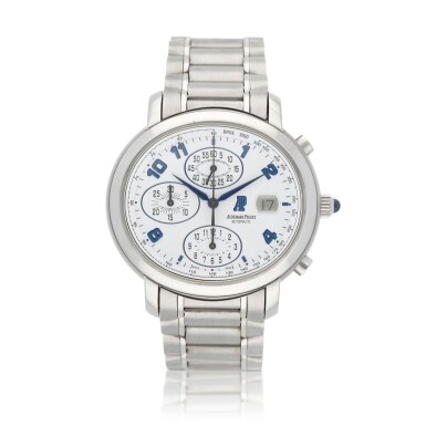 View full screen - View 1 of Lot 84. Millenary, Ref. 25822ST Stainless steel chronograph wristwatch with date and bracelet Circa 1999.