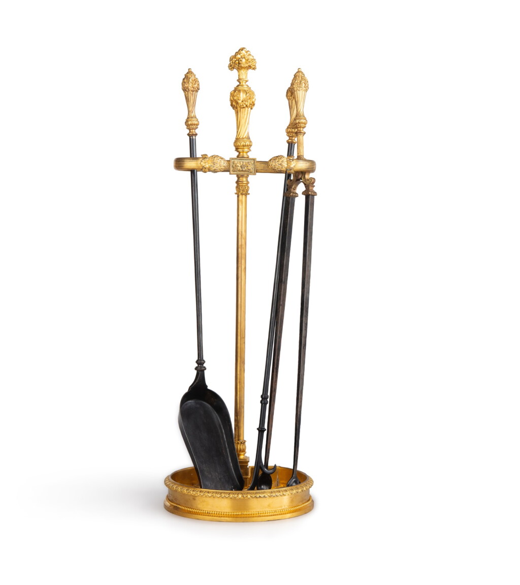 View full screen - View 1 of Lot 1327. A Napoleon III four-piece fire tool set, Paris, circa 1870.