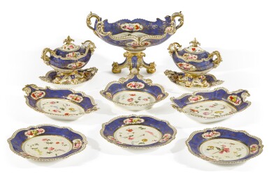 View full screen - View 1 of Lot 91. A Coalport blue-ground part dessert service, circa 1825.