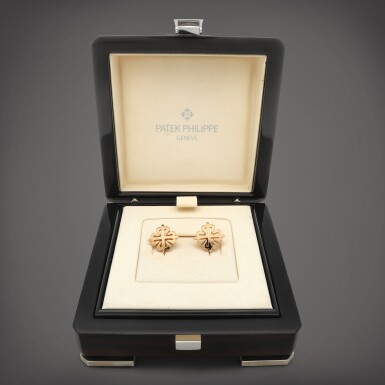 View full screen - View 1 of Lot 78. A pair of pink gold Calatrava cross cufflinks | Circa 2018.