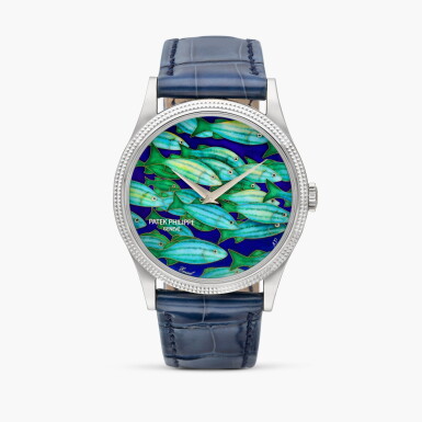 View full screen - View 1 of Lot 2391. "School of Fish", Reference 5177G-028 | A limited edition white gold wristwatch with cloisonné enamel dial by the Anita Porchet atelier, Circa 2021.