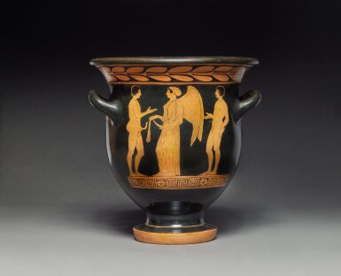 View full screen - View 1 of Lot 213. A Lucanian Red-Figured Bell Krater, attributed to the Pisticci Painter, circa 440-430 B.C..