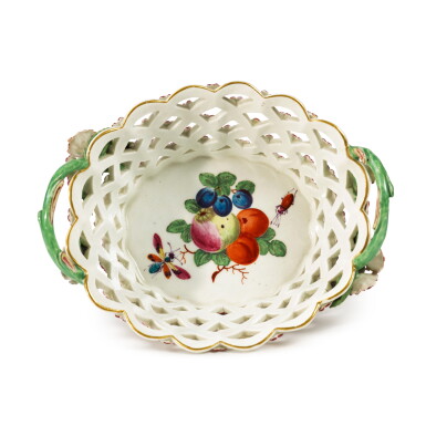 View full screen - View 1 of Lot 232. A Worcester Oval Dessert Basket, Circa 1770-72.