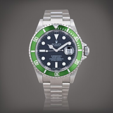 View full screen - View 1 of Lot 426. Submariner 'Kermit Flat 4', reference 16610 Montre bracelet en acier avec date | Stainless steel wristwatch with date and bracelet Vers 2004 | Circa 2004.