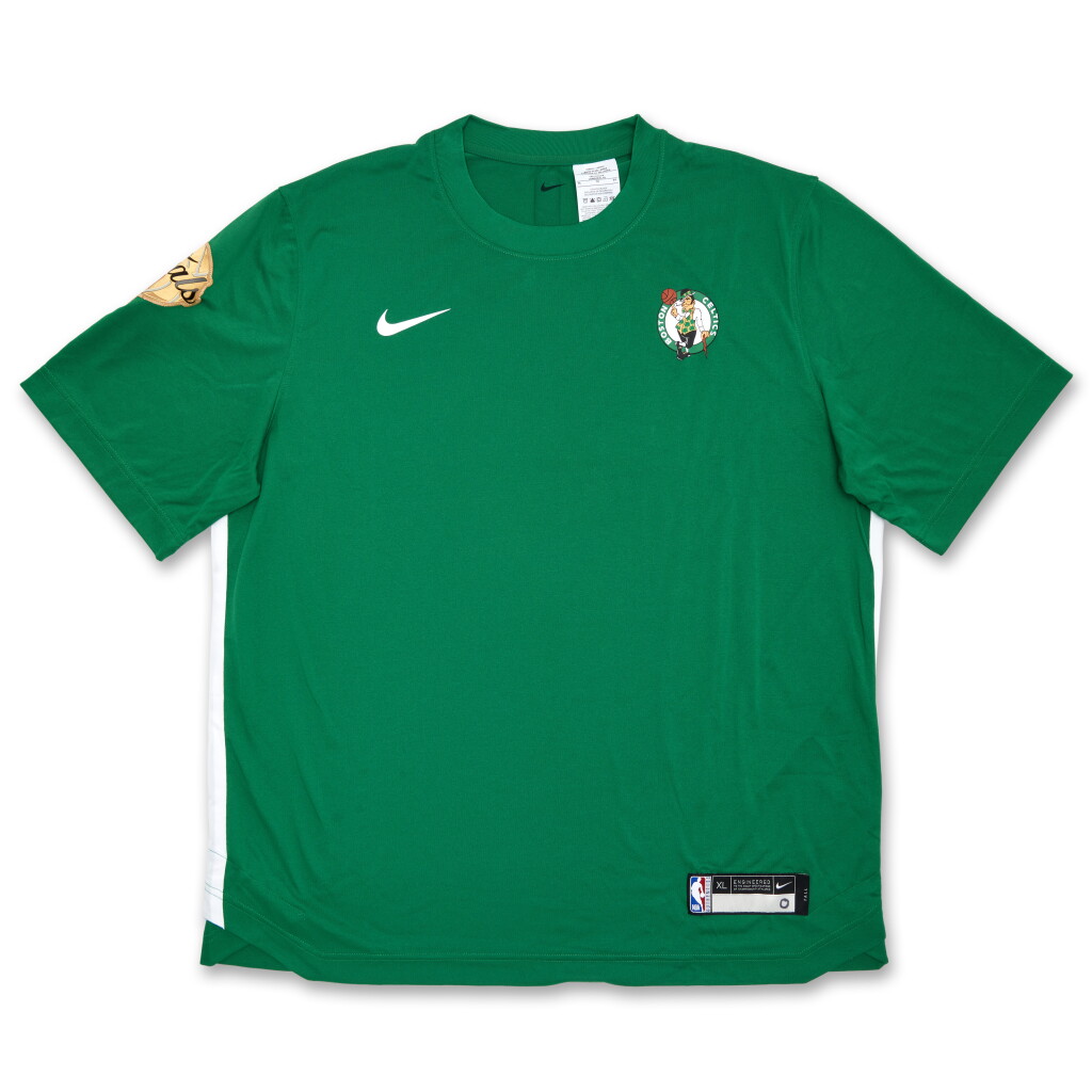 View full screen - View 1 of Lot 17. Jayson Tatum Boston Celtics 2024 NBA Finals Game Worn Short Sleeve Shooting Shirt | Game 2 | Double-Double.