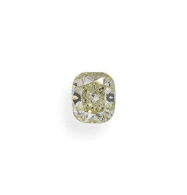 View full screen - View 1 of Lot 36. A 1.16 Carat Fancy Light Yellow Cushion-Cut Diamond, VS1 Clarity.