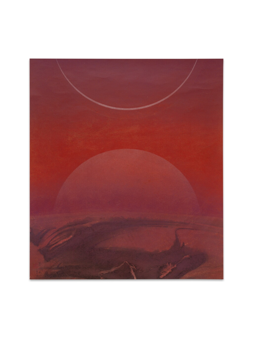 View full screen - View 1 of Lot 705. Liu Kuo-Sung 劉國松 | Composition of the Universe (Red Sun) 宇宙的組織.