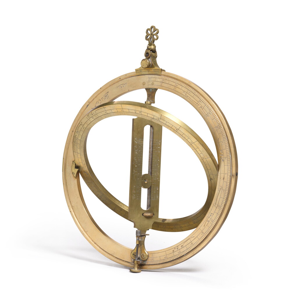 View full screen - View 1 of Lot 69. A rare Ottoman brass equinoctial ring dial, signed by Mahmud Bey al-Falaki, Egypt, dated 1291 AH/1874 AD.