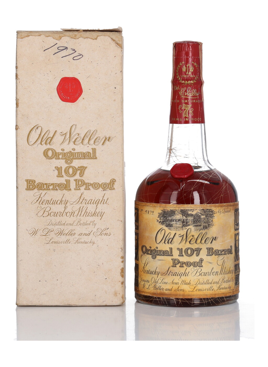 View full screen - View 1 of Lot 281. Old Weller Original 107 Barrel Proof 7 Year Old 107 Proof NV (1 Bottle 4/5 Quart).