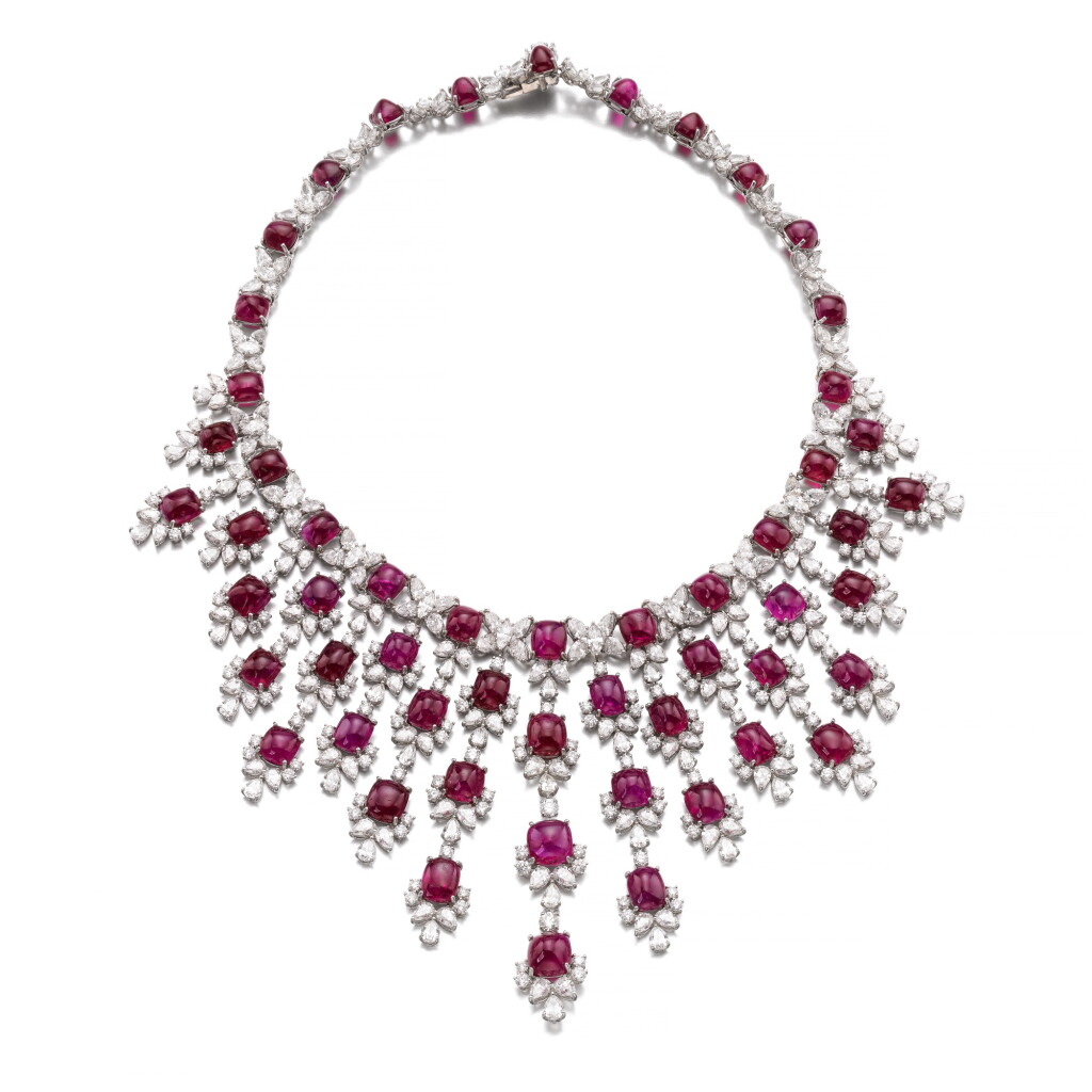 View full screen - View 1 of Lot 334. HARRY WINSTON | RUBY AND DIAMOND NECKLACE.