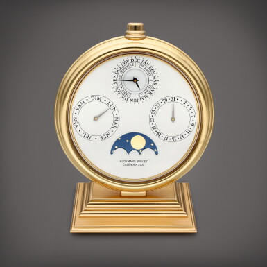 View full screen - View 1 of Lot 408. Calendar 2100 | A gilt brass perpetual calendar desk piece, Circa 1990.
