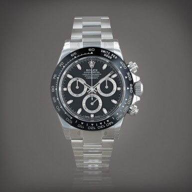 View full screen - View 1 of Lot 612. Daytona 'stickered', reference 116500LN Montre bracelet chronographe en acier | Stainless steel chronograph wristwatch with bracelet Vers 2018 | Circa 2018.
