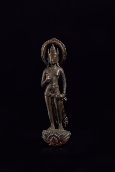 View full screen - View 1 of Lot 808. A copper figure of Avalokiteshvara, Nepal, Licchavi period, circa 8th century.
