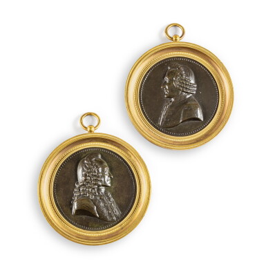 View full screen - View 1 of Lot 37. French, 19th century, Voltaire and Rousseau | France, XIXe siècle, Voltaire et Rousseau.