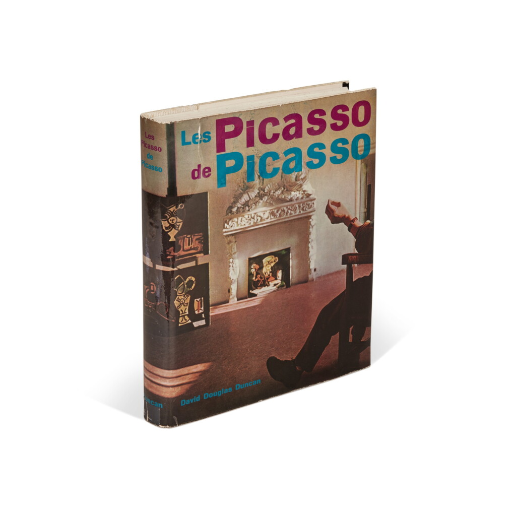 View full screen - View 1 of Lot 232. Pablo Picasso—David Douglas Duncan | Les Picasso de Picasso, Paris, 1961, inscribed by Picasso above pencil sketch of a cavalier.