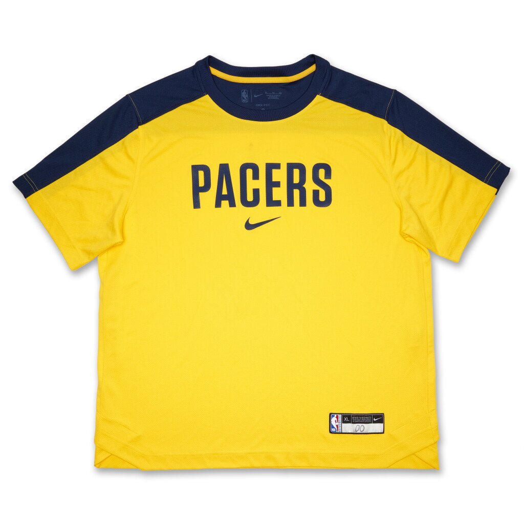 View full screen - View 1 of Lot 35. Bennedict Mathurin Indiana Pacers 2025 NBA Finals Game Worn Warmup Top | Games 1, 2, 5, 7 | 4 Games | Double-Double.