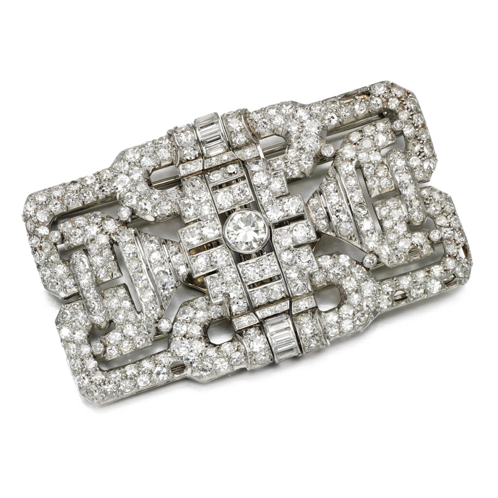 View full screen - View 1 of Lot 363. Diamond double clip brooch, 1930s.