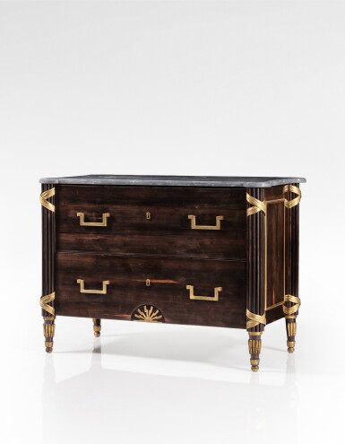 View full screen - View 1 of Lot 82. A Louis XVI gilt-bronze mounted ebony and ebony venereed commode, circa 1775-1785.