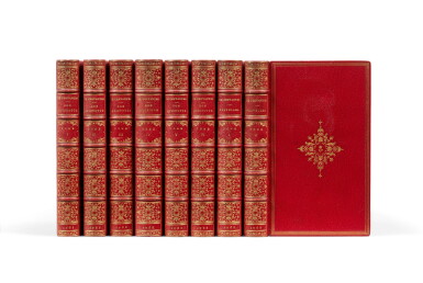View full screen - View 1 of Lot 17. Oeuvres diverses. Don Quichotte (I-VI) et Nouvelles (I-II), 1768. 8 vol. in-12. Reliure de Allô.