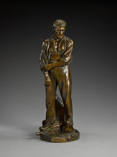 View full screen - View 1 of Lot 161. AIMÉ-JULES DALOU | LE PAYSAN RELEVANT SA MANCHE (GRAND PAYSAN), PROJET POUR LE MONUMENT AUX OUVRIERS.