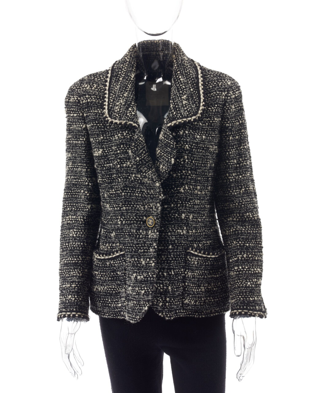 View full screen - View 1 of Lot 129. Black, grey and white wool jacket.