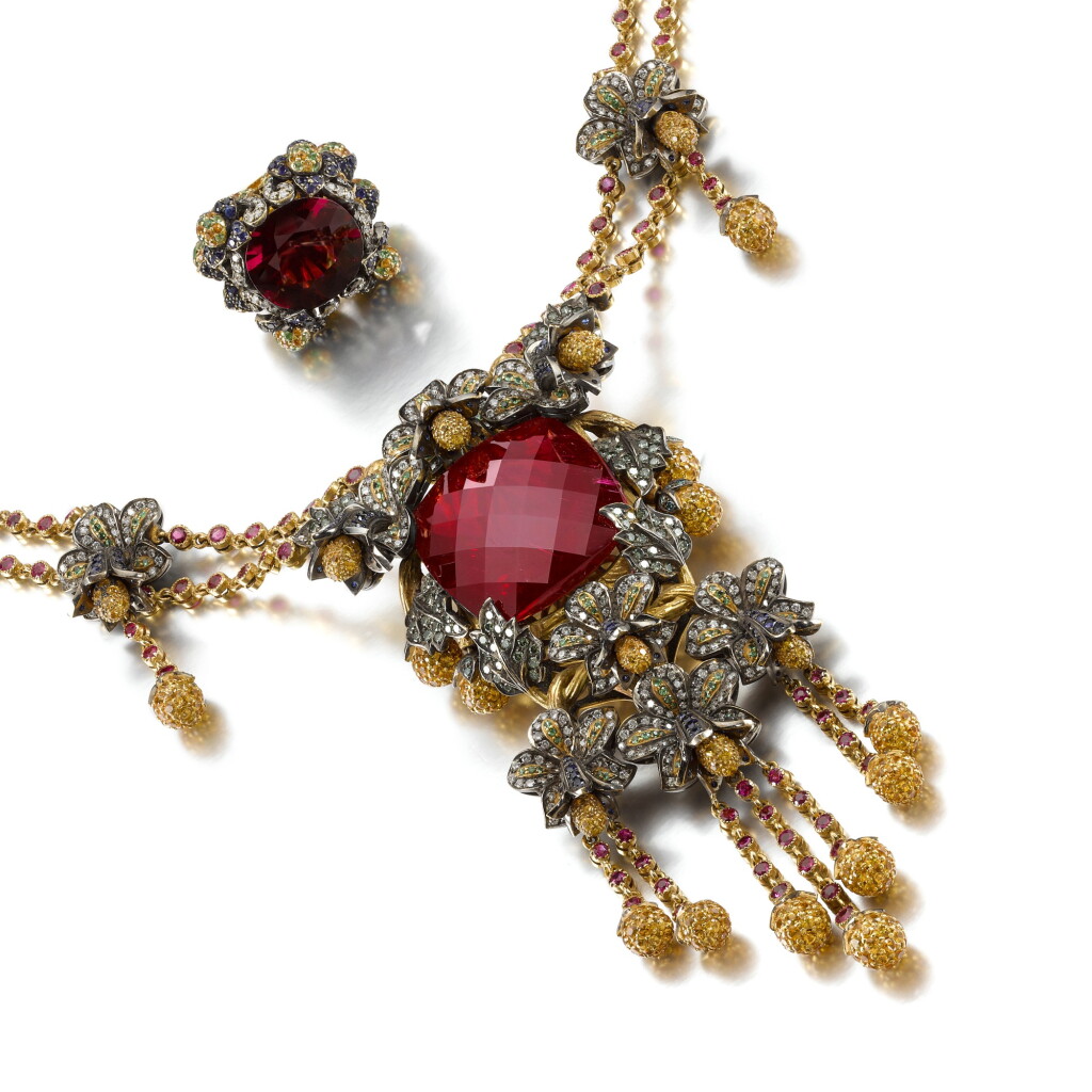 View full screen - View 1 of Lot 179. Gem set and diamond demi-parure.