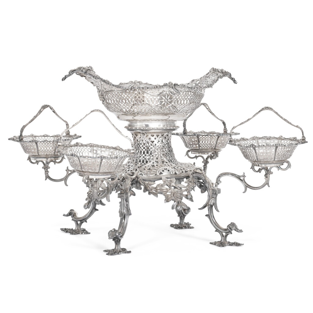 View full screen - View 1 of Lot 85. A George III silver epergne, Thomas Pitts, London, 1763.