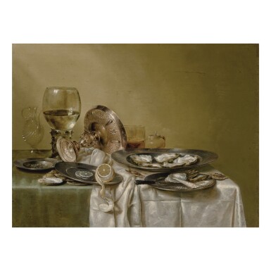 View full screen - View 1 of Lot 30. A banquet piece with an overturned tazza and oysters.