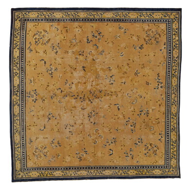 View full screen - View 1 of Lot 440. A large yellow-ground 'butterflies' carpet, Qing dynasty, 18th century | 清十八世紀 黃地百蝶紋地毯.