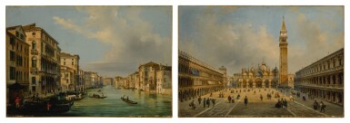 View full screen - View 1 of Lot 654. Venice, a view of the Grand Canal; Venice, a view of St. Mark's Square.