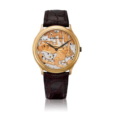 Voir en plein écran - Voir 1 du lot 8061. "Rolls Royce Phantom II" | A pink gold semi-skeletonised wristwatch, Circa 1990 | 愛彼 | "Rolls Royce Phantom II" | 粉紅金半鏤空腕錶,約1990年製.