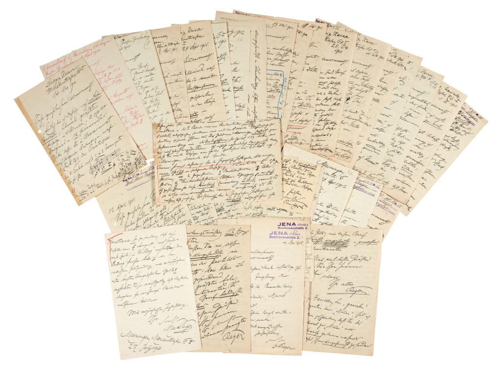 View full screen - View 1 of Lot 74. M. Reger. Series of c.89 autograph letters signed, to the publishers Hugo and Gustav Bock, 1909-1915.